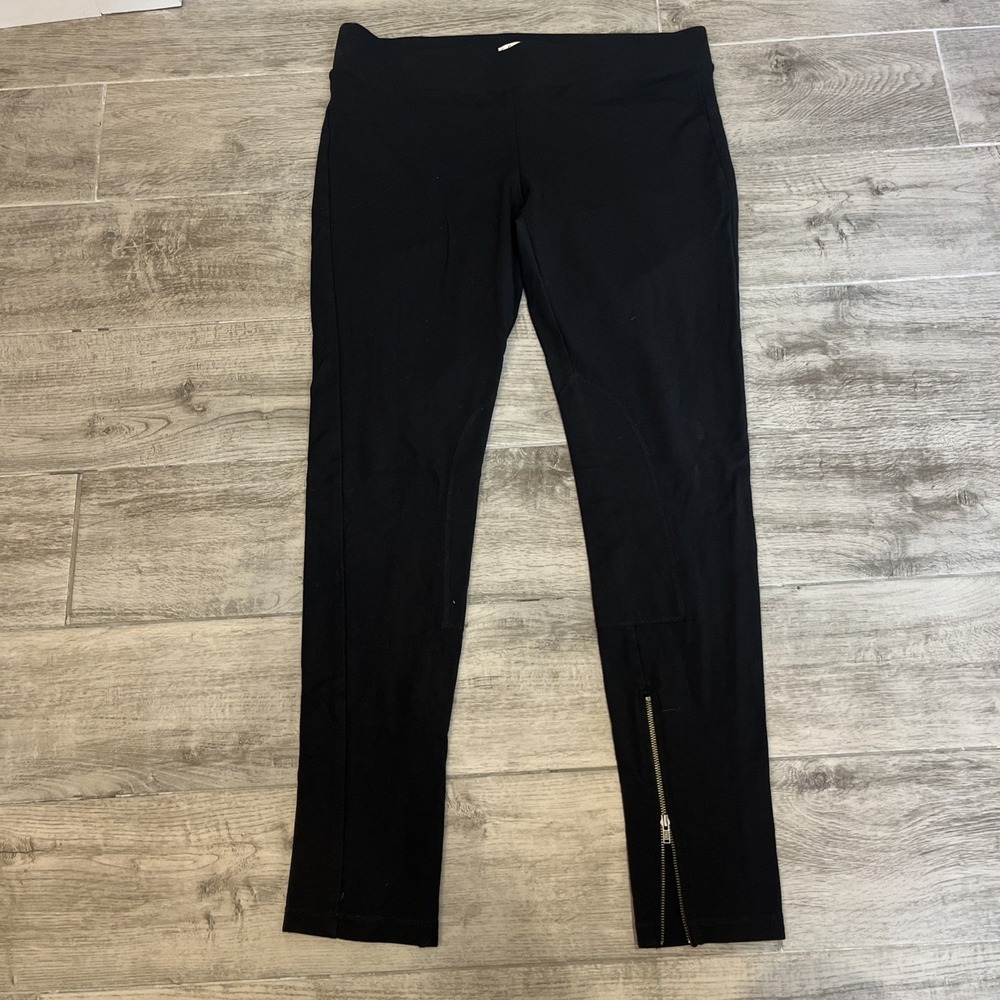 Cabi #196 Ponte Knit Pull‎ On Black Pants Riding Midtown Ankle Zip Stretch Sz M